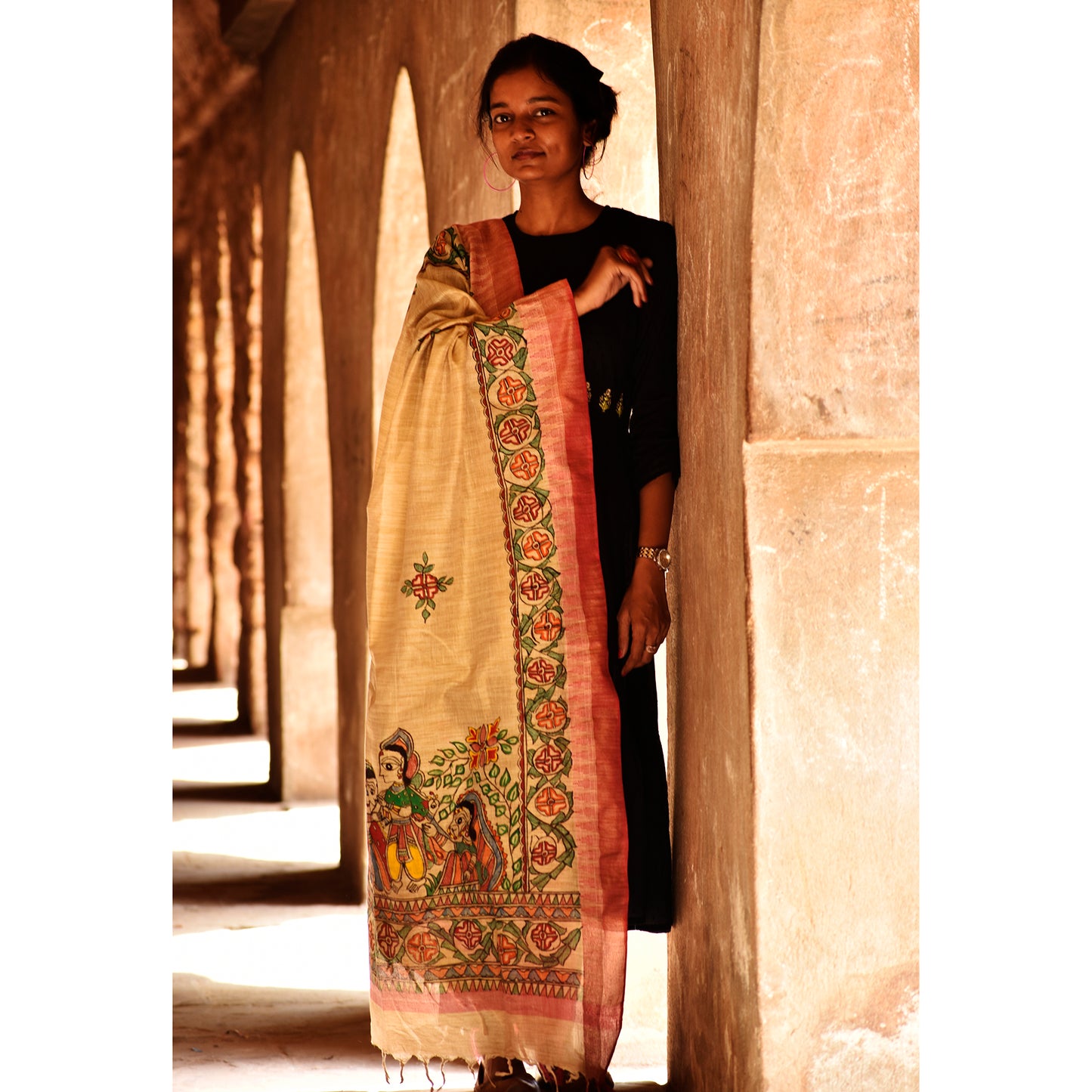 Madhubani Handpainted Dupatta
