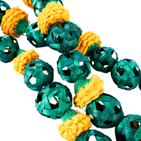 Handcrafted marigold bamboo hanging for decor (set of 2)