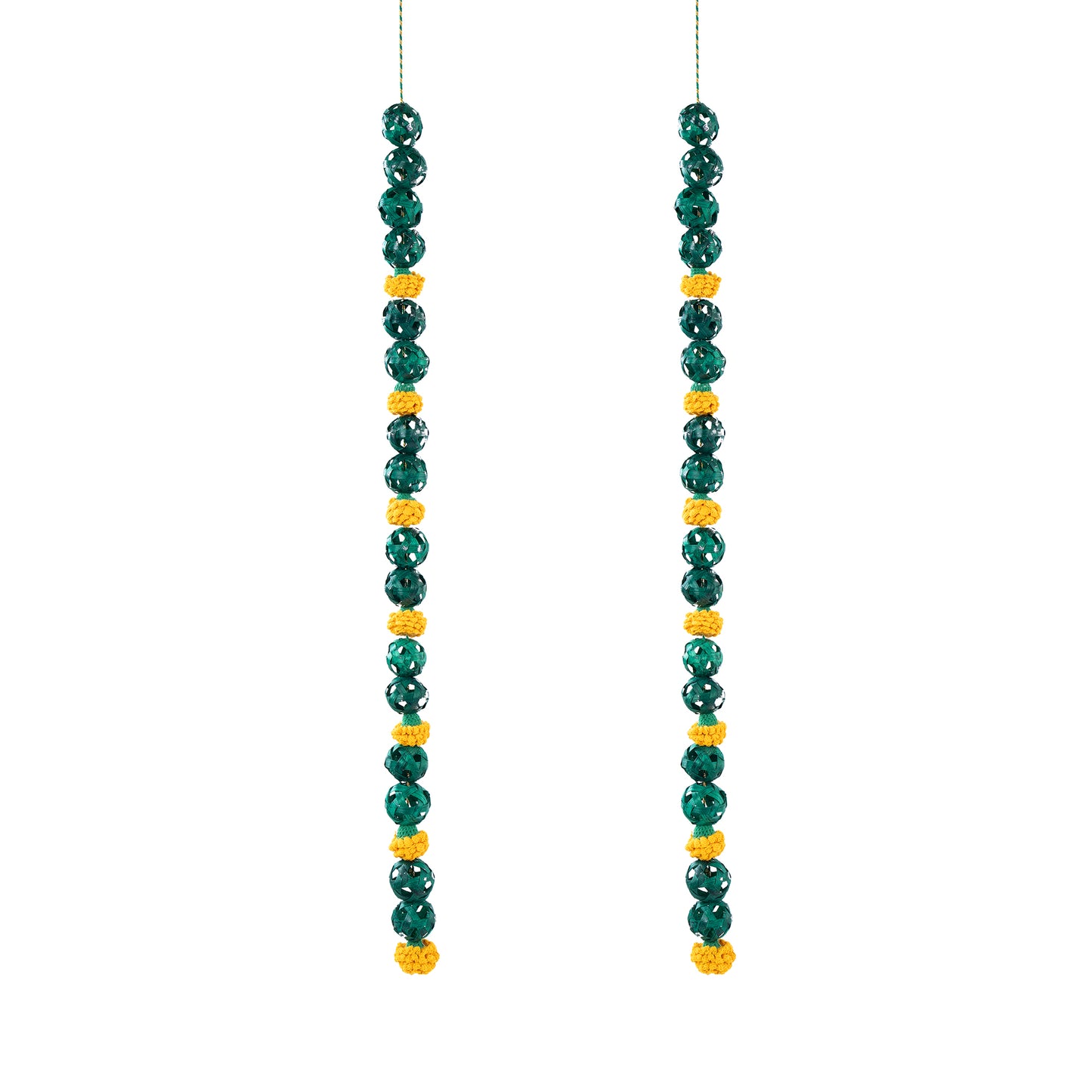 Handcrafted marigold bamboo hanging for decor (set of 2)