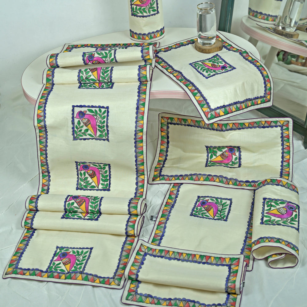 Madhubani Handpainted Chanderi Table Mats