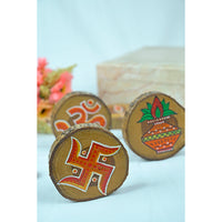 Teak Wood Handpainted Devotion Coasters- Set of 4