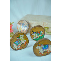 Teak Wood Handpainted Surabhi Coasters- Set of 4