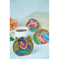 Teak Wood Handpainted Tribe Coasters- Set of 4