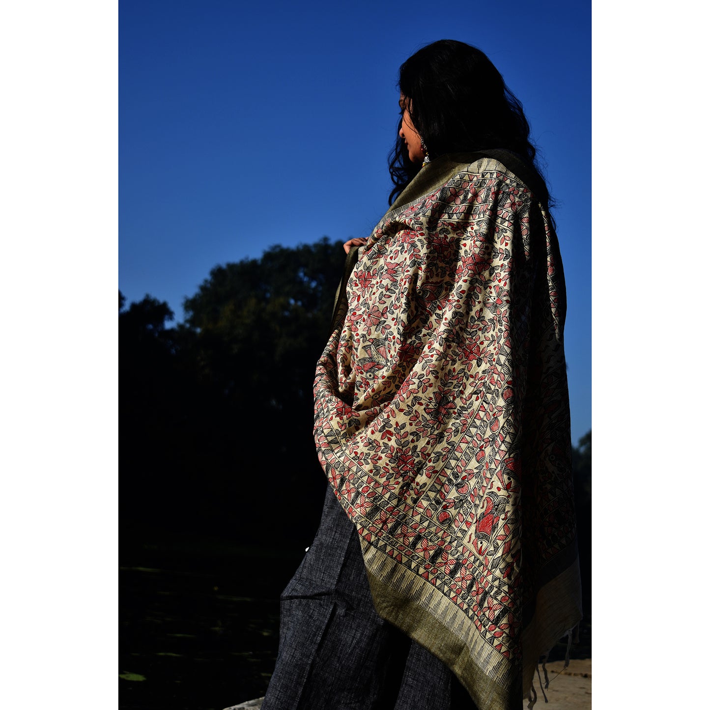 Multicolor - Madhubani Hand-Painted Cotton Dupatta