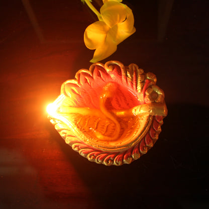 Colourful Motiff Diya (Design1) : Diwali Special - Set Of 12 Diyas & Cotton Wicks