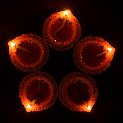 Small Motiff Diya : Diwali Special - Set Of 25 Diyas & Cotton Wicks