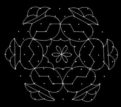 Pulli Kolam for Pongal with Dots.