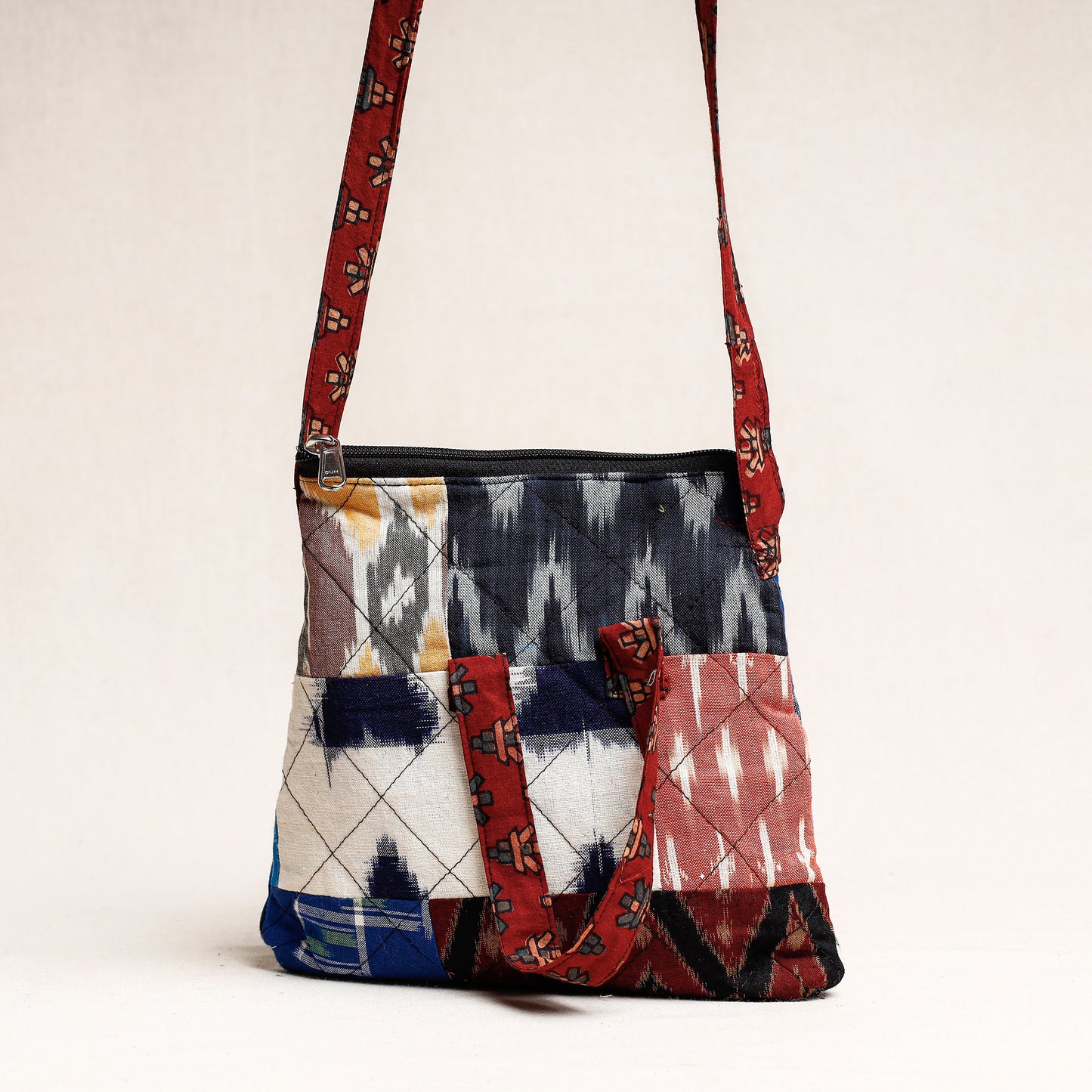 Multicolor - Handmade Block Printed Quilted Cotton Patchwork Sling Bag