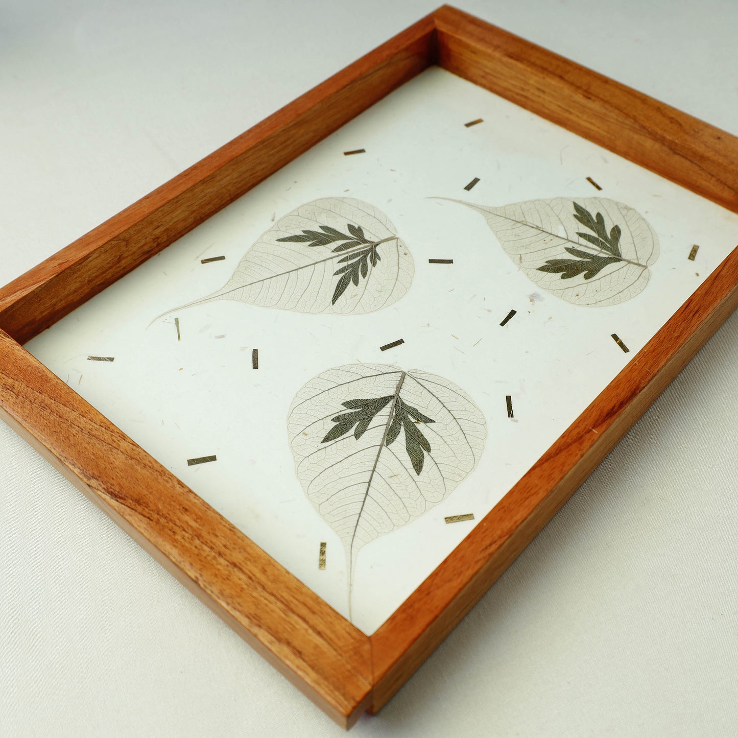 Leaf Art Work Wooden Tray - Nirvana (12 x 8 x 1 in)