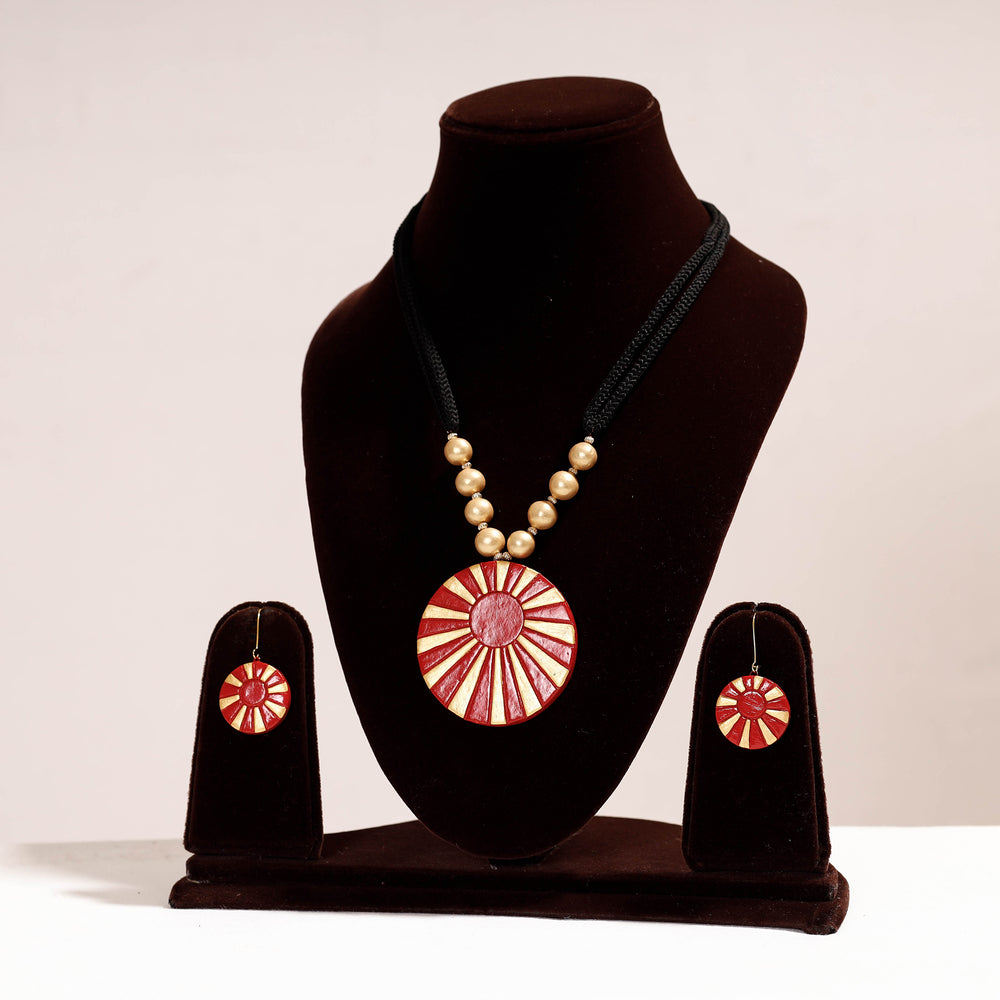 handpainted terracotta necklace set