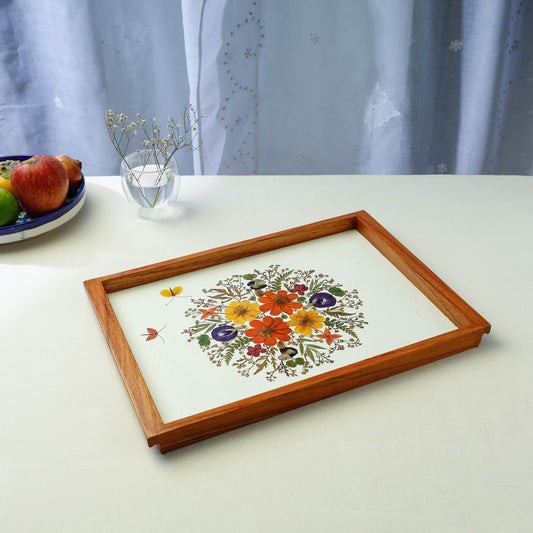 Flower Bouquet Art Work Wooden Tray (16 x 11 x 1 in)