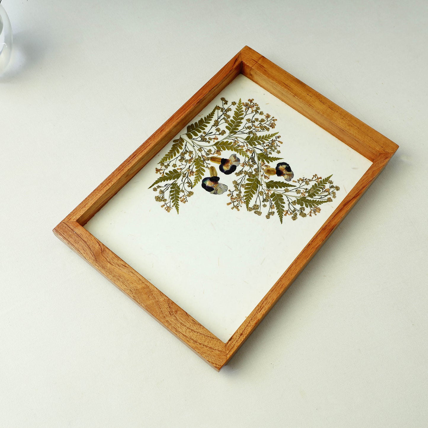 Flower Art Work Wooden Tray