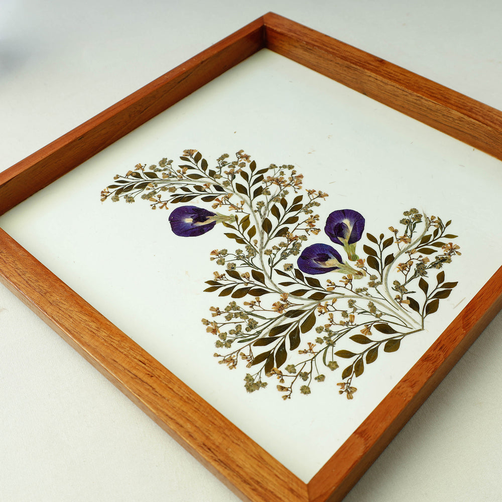 Flower Art Work Wooden Square Tray (12 x 11 x 1 in)