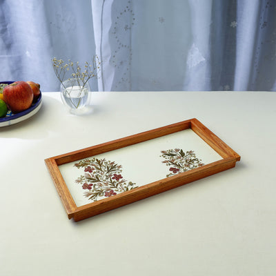 Flower Art Work Wooden Tray