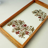 Flower Art Work Wooden Tray