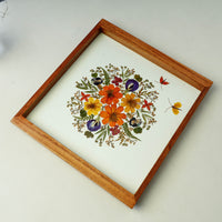 Flower Bouquet Art Work Wooden Square Tray (12 x 11 x 1 in)