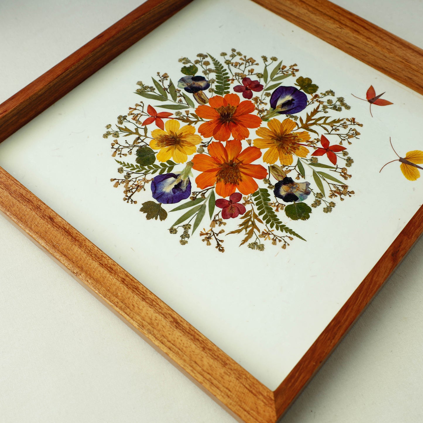 Flower Bouquet Art Work Wooden Square Tray (12 x 11 x 1 in)