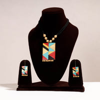 handpainted terracotta necklace set