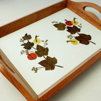 Flower Art Work Wooden Tray with Handle (12.5 x 9 in)