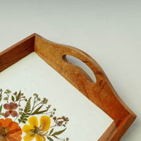 Flower Bouquet Art Work Wooden Tray with Handle (12.5 x 9 x 1 in)