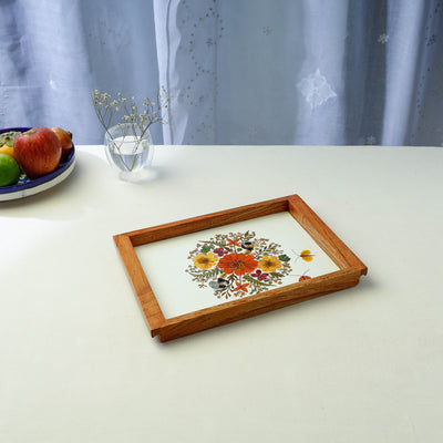 Flower Bouquet Art Work Wooden Tray (12 x 8 x 1 in)