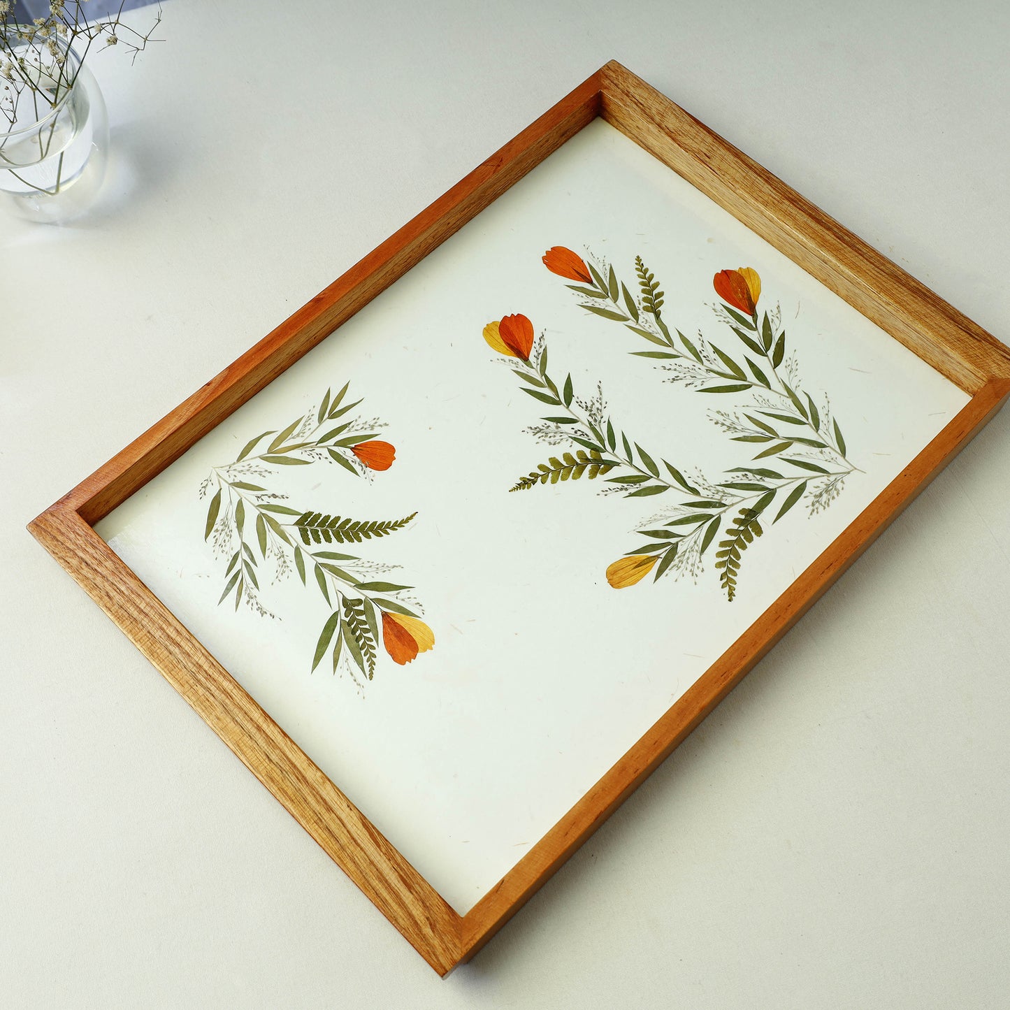 Cosmos Flower Art Work Wooden Tray