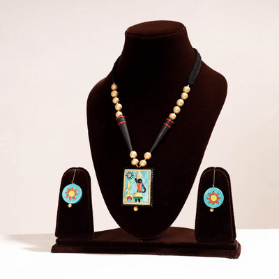 handpainted terracotta necklace set