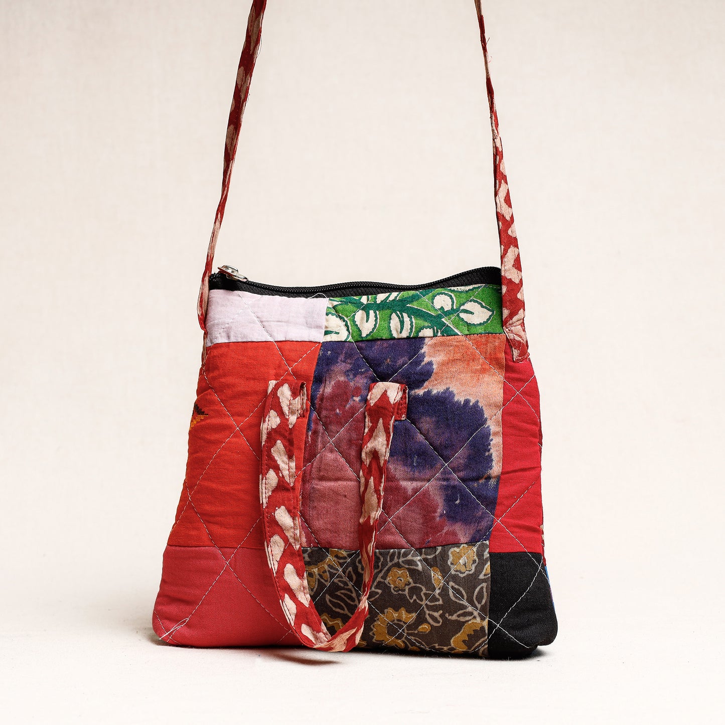 Multicolor - Handmade Block Printed Quilted Cotton Patchwork Sling Bag