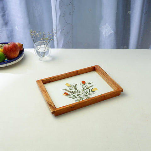 Cosmos Flower Art Work Wooden Tray (12 x 8 x 1 in)