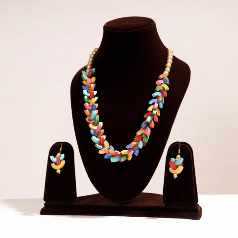 handpainted terracotta necklace set