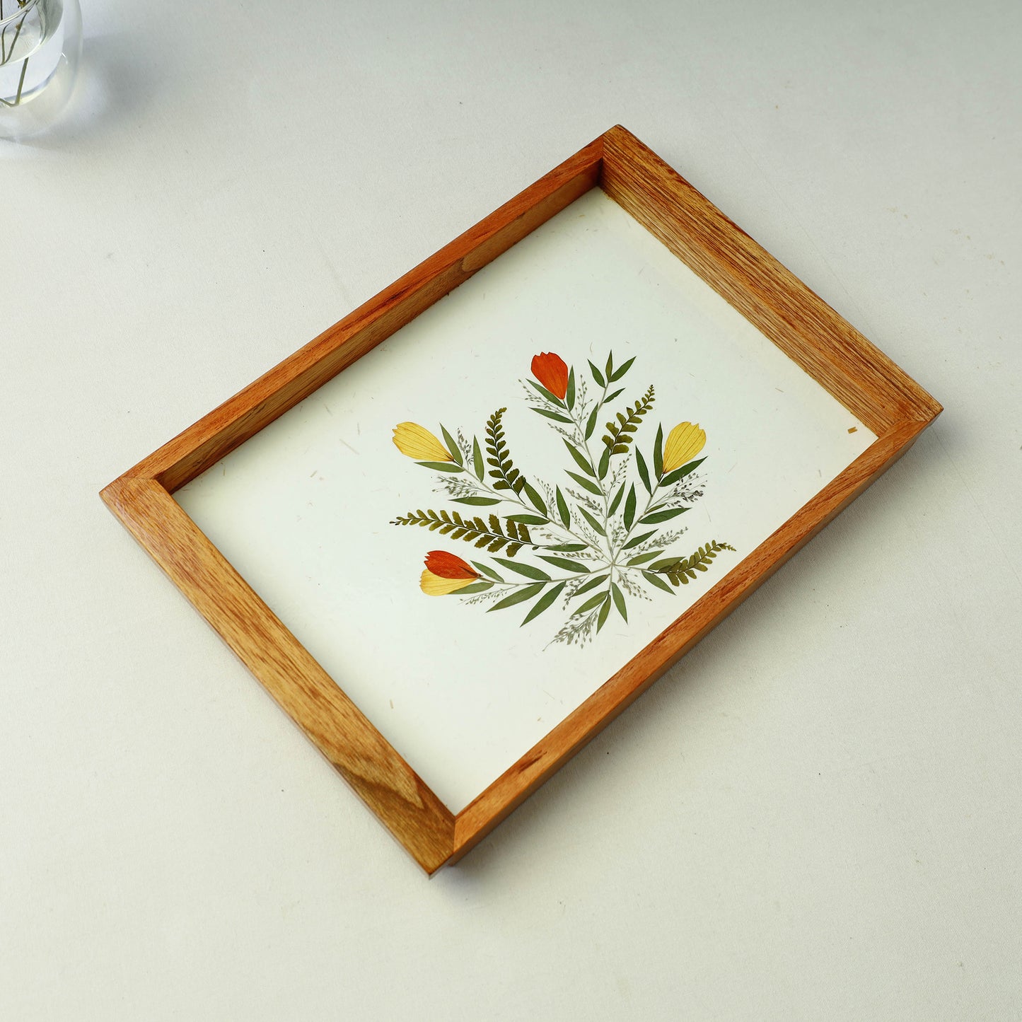 Cosmos Flower Art Work Wooden Tray (12 x 8 x 1 in)