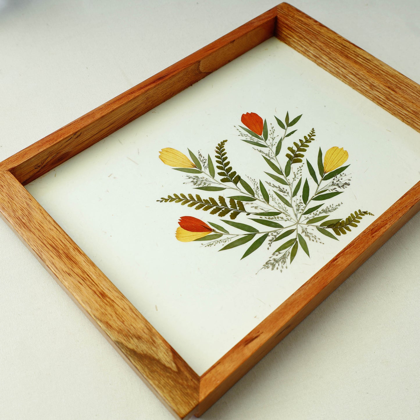 Cosmos Flower Art Work Wooden Tray (12 x 8 x 1 in)