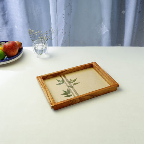 Bamboo Art Work Wooden Tray (12 x 8 x 1 in)