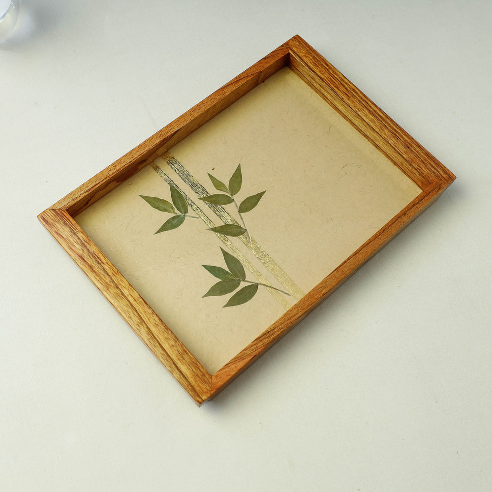 Bamboo Art Work Wooden Tray (12 x 8 x 1 in)