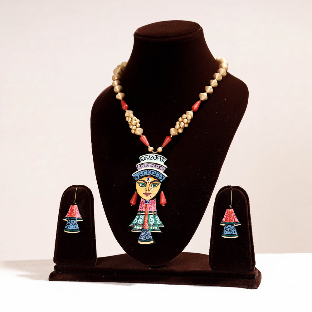 handpainted terracotta necklace set