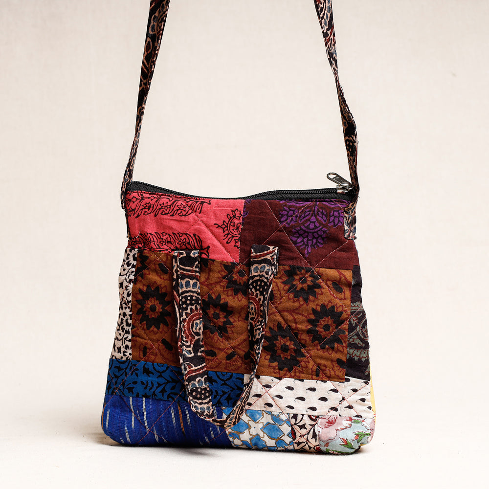 Multicolor - Handmade Block Printed Quilted Cotton Patchwork Sling Bag