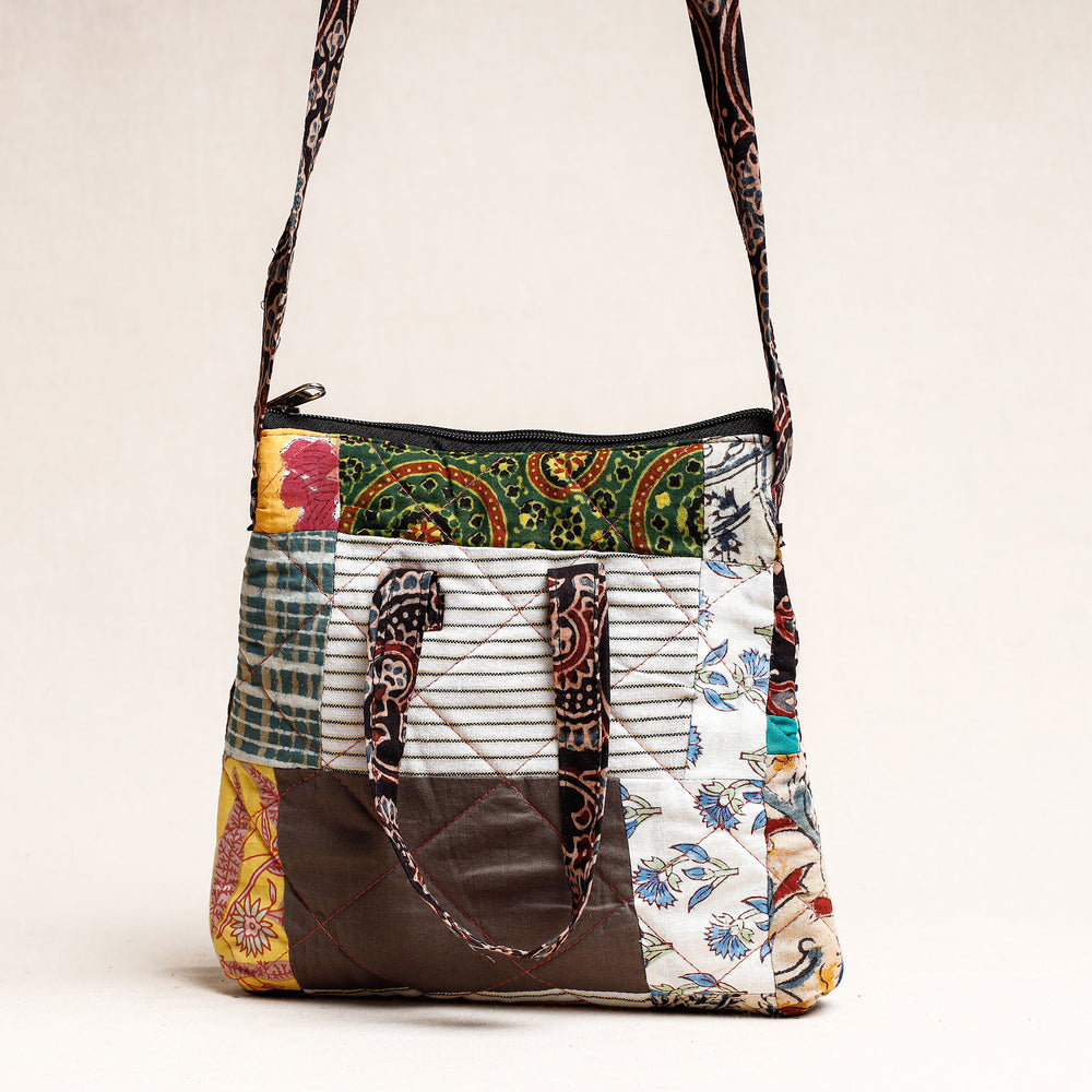 Multicolor - Handmade Block Printed Quilted Cotton Patchwork Sling Bag