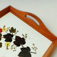 Flower Art Work Wooden Tray with Handle (16.5 x 12.5 x 1 in)