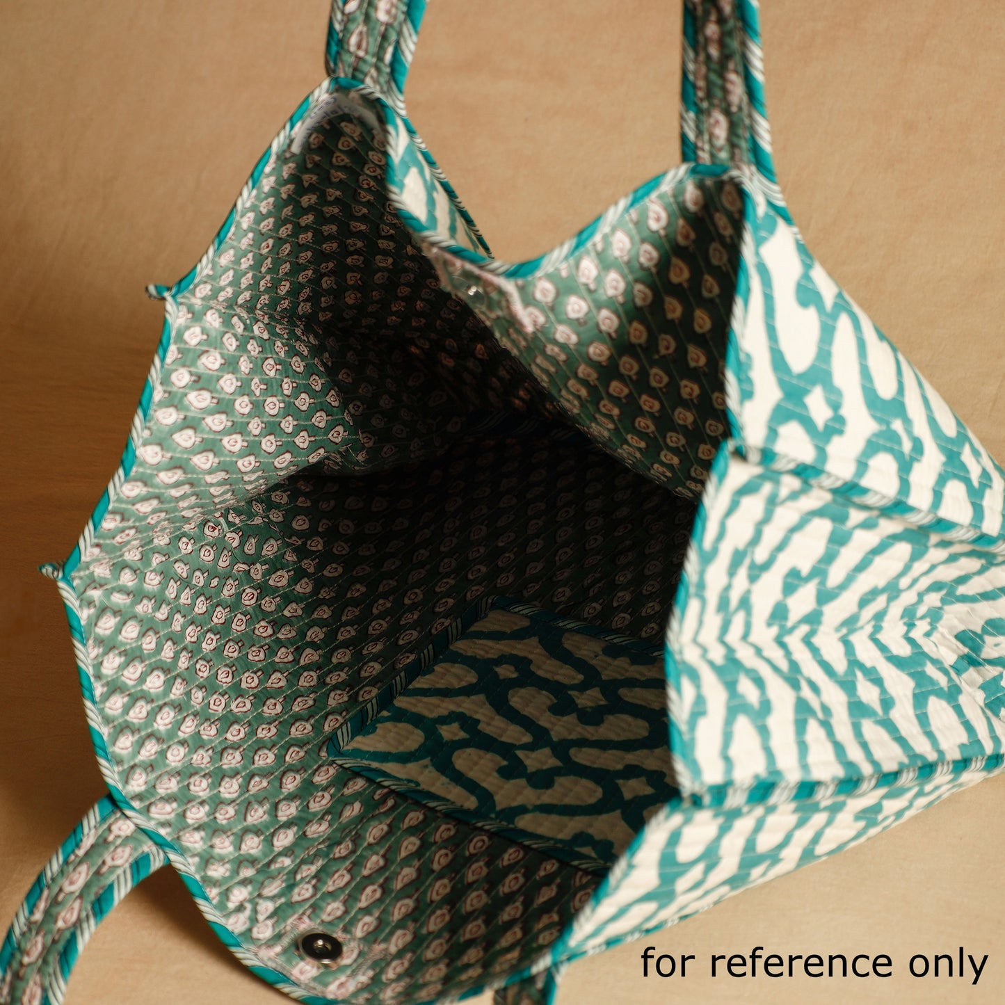 White - Handcrafted Sanganeri Quilted Cotton Tote Bag