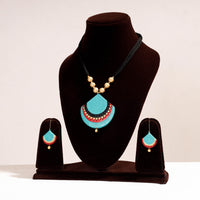 handpainted terracotta necklace set