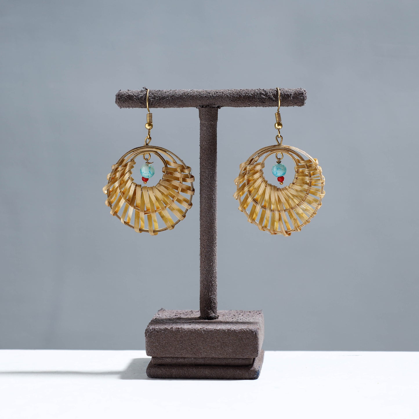 Handcrafted Round Shaped Bamboo Earrings