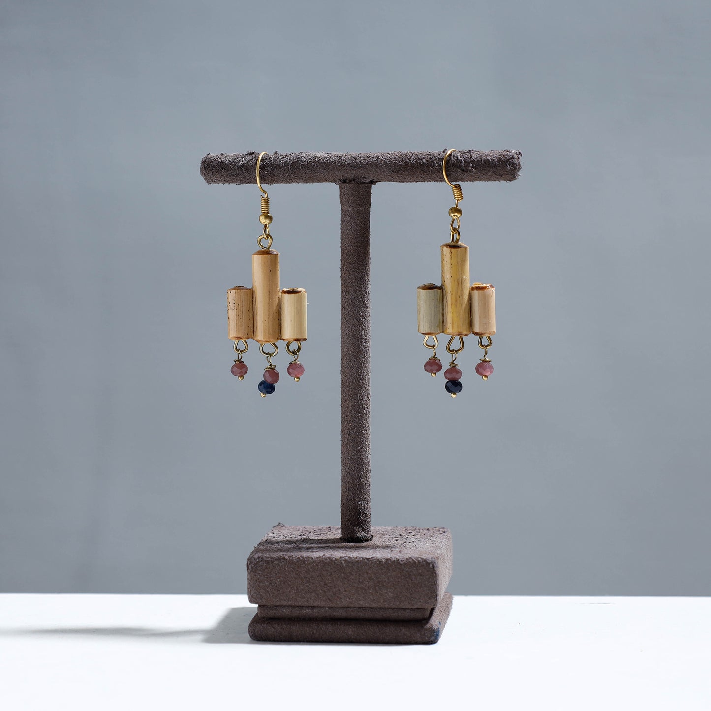 Handcrafted Three Vertical Bamboo Earrings