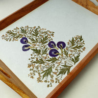 Flower Art Work Wooden Tray with Handle (16.5 x 12 x 1 in)