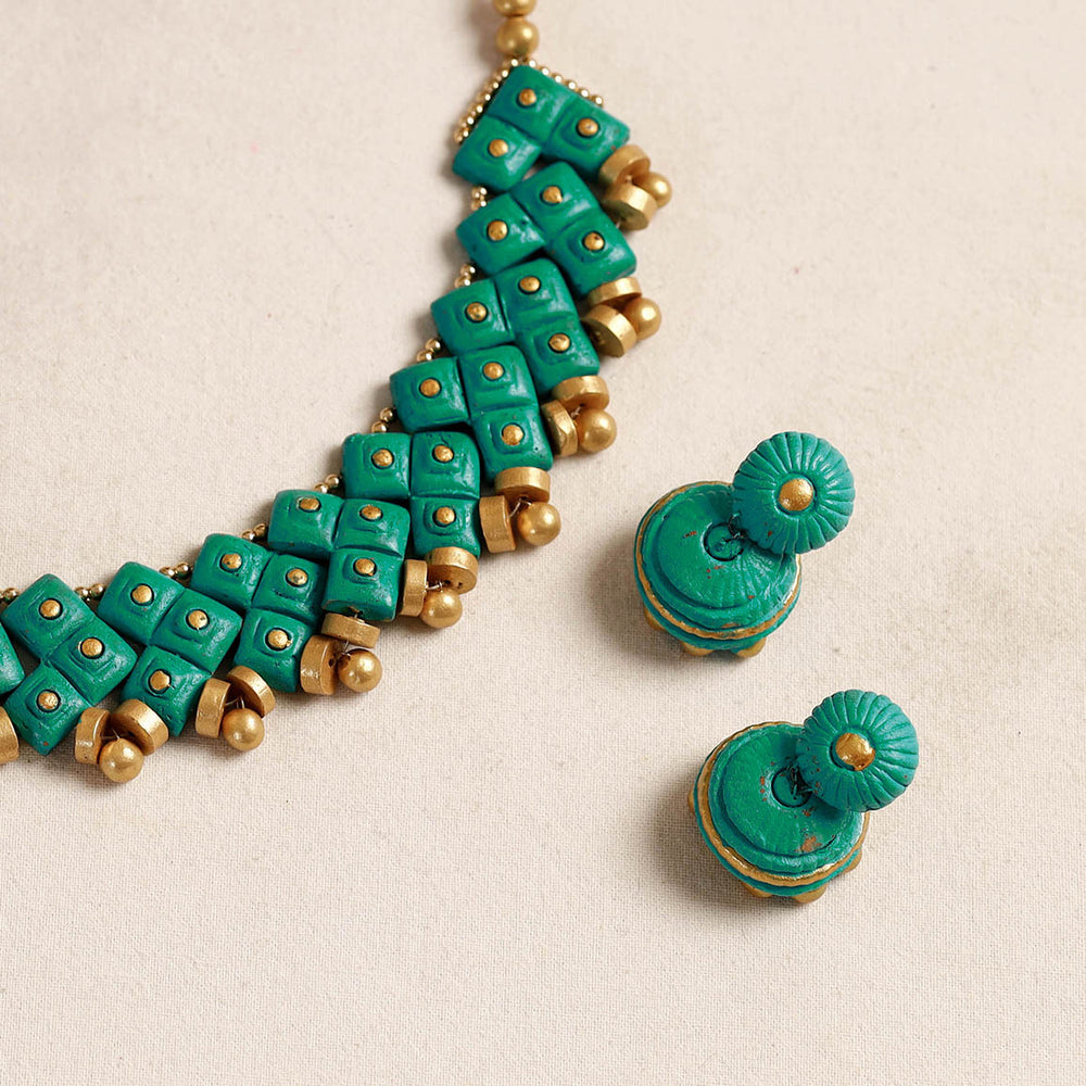 handpainted terracotta necklace set