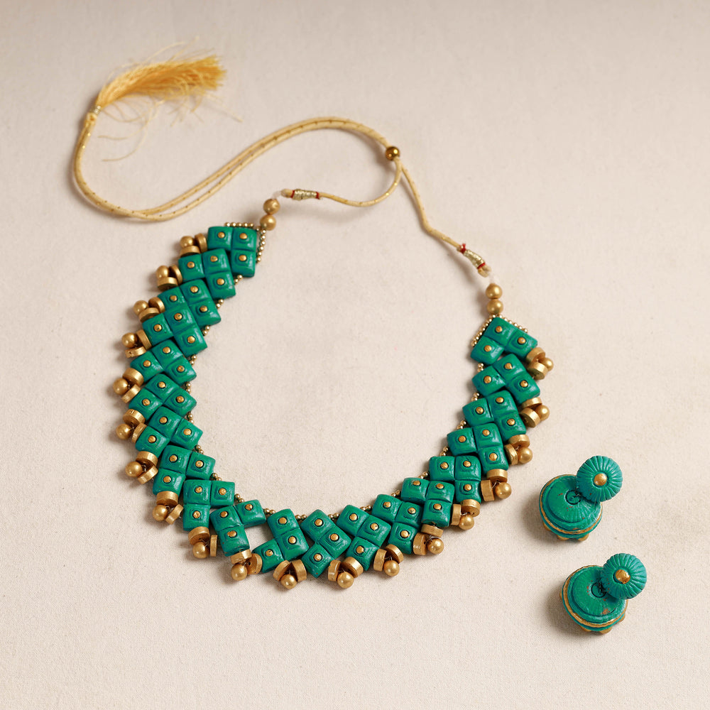 handpainted terracotta necklace set