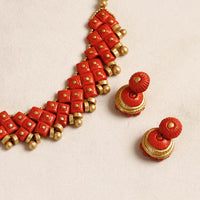 handpainted terracotta necklace set