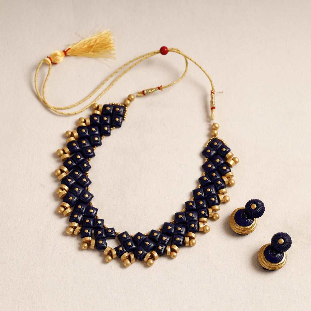 handpainted terracotta necklace set