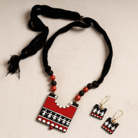 handpainted terracotta necklace set