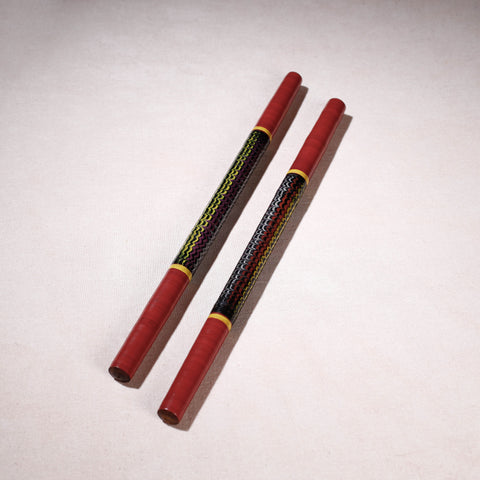  Handmade Lacquered Wooden Garba Dandiya Sticks 