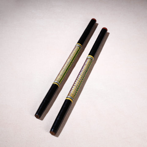  Handmade Lacquered Wooden Garba Dandiya Sticks 